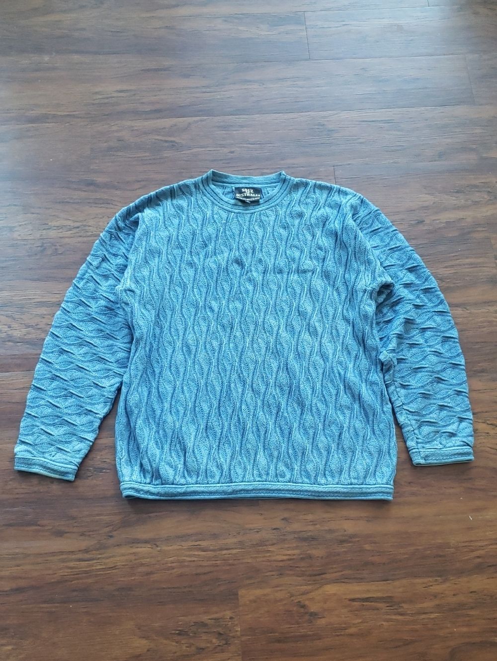 Vintage 90s Soul Of Austrailia Coogi Blue Cable Knit Crewneck Sweater Size M
